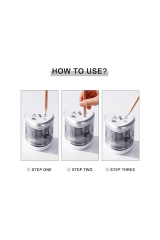 Ruicoo Otomatik Çift Delikli Güneş Sistemi Kalem Kesici - Öğrenci Ve Sanatçılar İçin Dayanıklı Gümüş