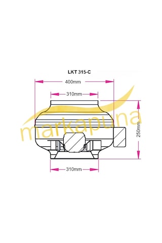Fanex LKT 315-C Metal 31 cm 2500 m³/h Debi Yuvarlak Kanal Fanı