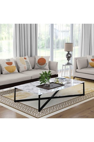 Kaymaz Taban Yıkanabilir Halı Mutfak, Salon, Yatak Odası İçin Modern Dijital Baskı Halı Slnhalı87 - 363 Çok Renkli