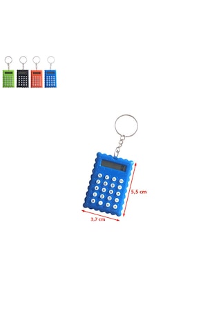 Bisküvi Şekilli Mini 8 Haneli Hesap Makinesi Anahtarlık 1 Adet Ebat: 5,5 Cm X 3,7 Cm Mavi