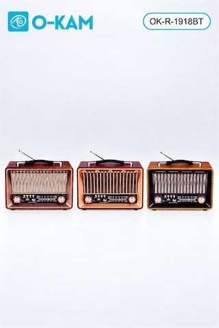O-kam Ok-1918bt Bluetooth Şarjlı Retro Radyo Fm/am/sw Usb/tf