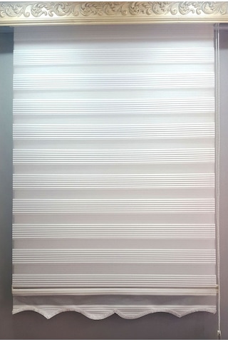 1.Kalite Beyaz Ve Ekru Dar Plıselı Zebra Perde
