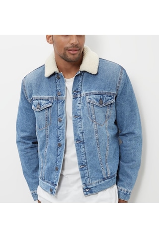Oliggopol Slim Fit Içi Full Kürklü Erkek Kot Ceket Mont(300903773)
