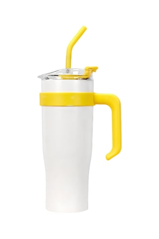 Hallow-40 Oz Saplı Bardak Sızdırmaz Yeniden Kullanılabilir Sarı