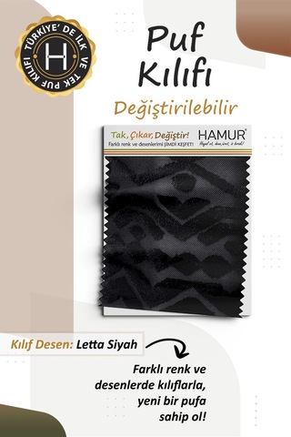Yıkanabilir Puf Tabure Kılıfı Tak-çıkar-değiştir-yenile Orta Sehpa Kılıfı By Letta Siyah Diğer