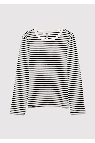Mavi - Çizgili Basic Tişört 7610351-86625 Mavi