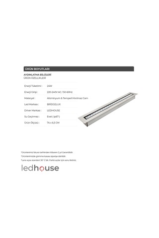 70 Cm Wallwasher 24 Led 24W Sıva Altı Duvar Boyama Dış Mekan