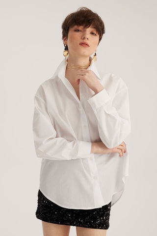 Stella Pulvis Beyaz Oversize Poplin Gömlek Beyaz