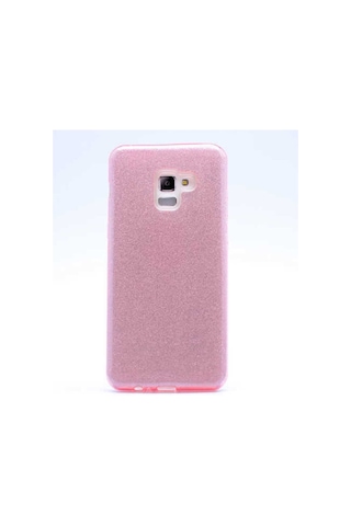 Samsung Uyumlu Galaxy A8 Plus 2018 Kılıf Zore Shining Silikon Rose Gold