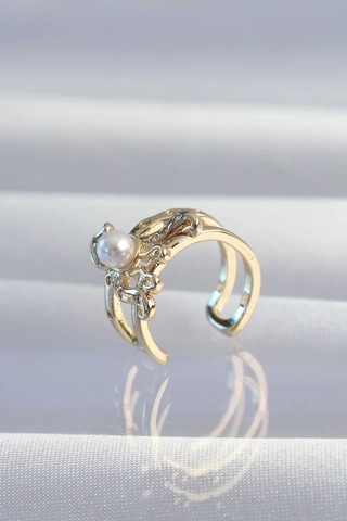Pirinç Gold Renk İncili Ahtapot Earcuff Küpe Eb-53-vice/ 1395 3095 Çok Renkli