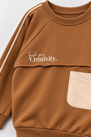 Overdo Kids Erkek Çocuk Cep Detaylı Sweatshırt Camel