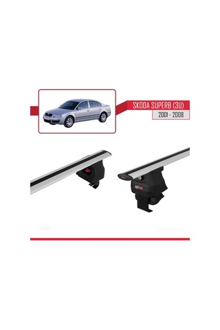 Skoda Superb 3u 2001-2008 Arası İle Uyumlu Ace-4 Ara Atkı Tavan Barı Gri