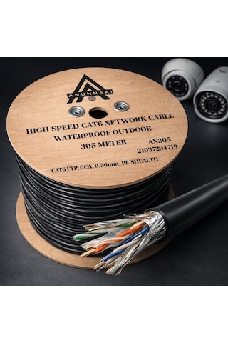 An305 Cat6 Ftp Outdoor Dış Mekan Ip Kamera Kablosu 305 Metre Pe Ceket Folyolu Poe İnternet Kablosu
