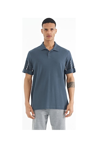 Tommylife Tommy Life Orman Yeşili Kol Baskı Detaylı Polo Yaka Standart Form Erkek T-shirt - 88240 Orman Yeşili
