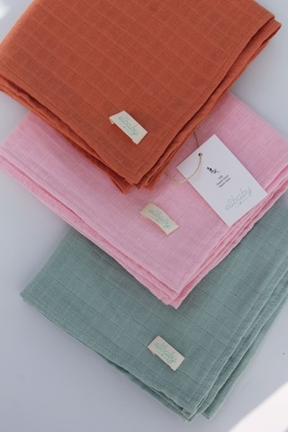 3'lü Organik Pamuk Müslin Örtü Seti Kız Bebek Model 3 Pembe, Tarçın, Nil 3 Adet 75x85 CM Pembe Tarçın Nil