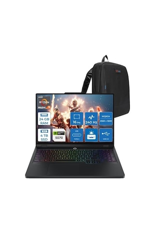 Lenovo Legion Pro 5 16ADR10 83LT0046TRH08 R9-8940HX 24 GB 4 TB SSD 8 GB RTX5070 16" W11H Dizüstü Bilgisayar + Zetta Çanta