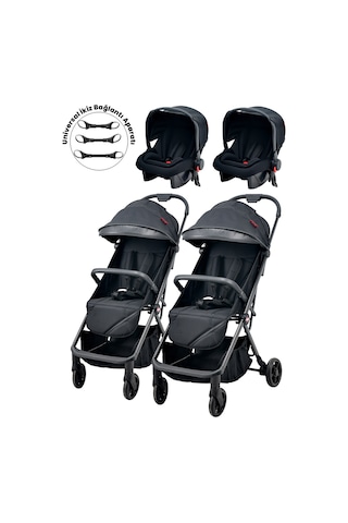 Joell Kabin Boy Ayrılıp Birleşebilen Travel Sistem İkiz Bebek Arabası