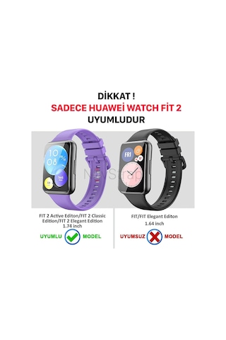 Huawei Watch Fit 2 Uyumlu Kordon Tam Uyumlu Pimli Silikon Kordon Kayış