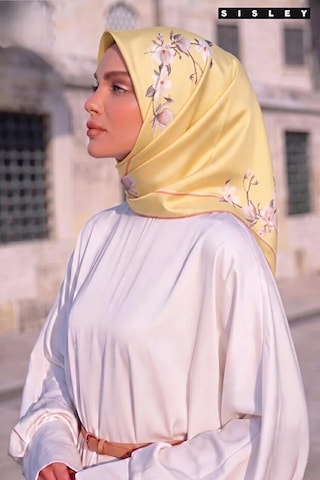 Sisley İpek Saten Eşarp-asm2036 Tereyağı