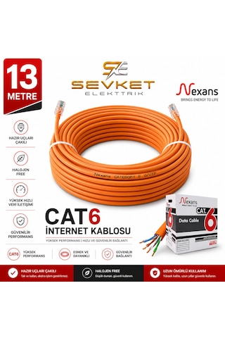Nexans 13 Metre Cat6 Data Kablosu Turuncu Halojen Free Patch Cord Nexans 13 Metre Cat6 Data Kablosu Turuncu Halojen Free Patch Cord