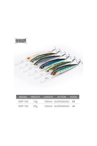 Krallık Asma Minnow Yem Wobblers Balıkçılık Cazibesi 100mm 13g/120mm 20g Jerkbait Yapay Sert Cazibesi Bas Pike Modeli 9505