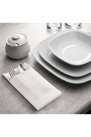 Air Laid Beyaz 1/8 Garson Katlama Cepli Kanguru Peçete Kumaş Hissi Veren 40x40 Cm Tok Dokulu Keten Hissi Veren 50 Adet Çok Renkli