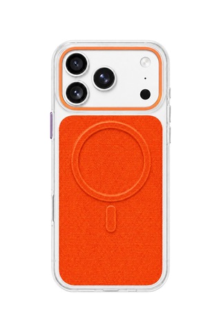 İphone 17 Pro Uyumlu Uniq Magsafe Özellikli  Keten Kaplamalı Sararmaz Sert Telefon Kılıfı Mor