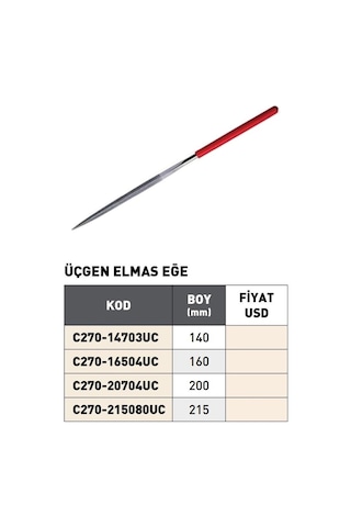 Fett 160mm Pld Üçgen Elmas Eğe
