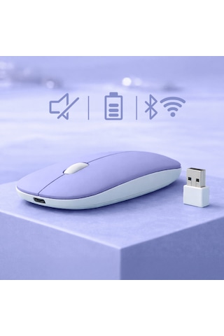 Profesyonel Kablosuz Mouse Bluetooth Dongle Destekli Şarjlı Batarya Sessiz Ve Ergonomik Tasarım 1550