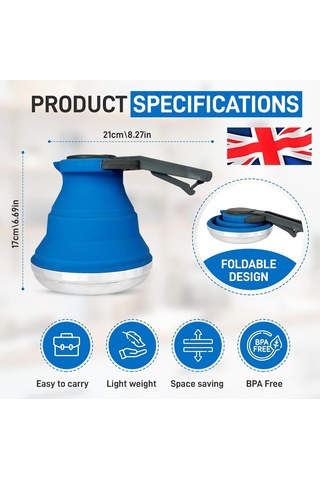 Katlanabilir Kamp Su Isıtıcısı 1,5 L Silikon Ve Paslanmaz Çelik - Gazlı Ocak Su Isıtıcısı, Kaynar Su İçin Katlanabilir Su Isıtıcısı. Gazlı Ocak İçin Taşınabilir Gazlı Su Isıtıcısı Çok Renkli