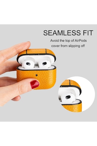 Bouletta Juni Apple Uyumlu AirPods 3.nesil Deri Kılıf Fl12 Sarı