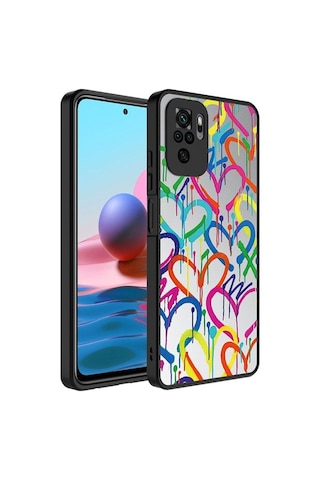 Xiaomi Redmi Note 10s Kılıf Aynalı Desenli Kamera Korumalı Parlak Zore Mirror Kapak Kalp