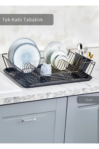 Jet's Home Tek Katlı Bulas Iklık Tezgah U Stu Tabaklık Bpa Free Bulas Ik Sepeti Siyah siyah