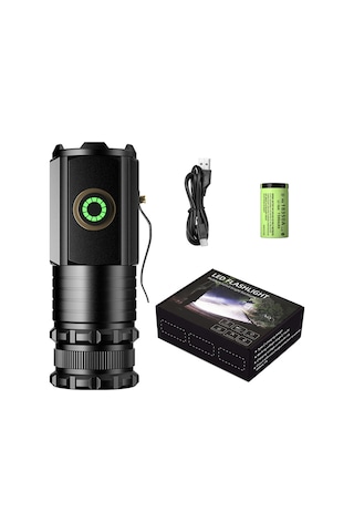 Mufunye 1300lm Ultra Parlak 5 Modlu Cep Feneri, Ipx5 Su Geçirmez, Mini El Feneri, Kask Lambası, Usb Şarjlı, Alüminyum, 200m Menzil Siyah