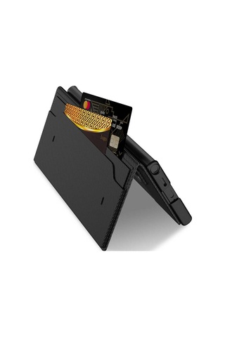 Galaxy Uyumlu S24 Ultra Zore Kıpta Standlı Kartlıklı Kapak-siyah