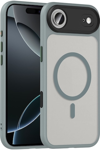 Nourthkiingdom Apple Uyumlu iPhone 17 Air Kılıf Mat Arka Yüzey Wireless Şarj Özellikli Zore Flet M-safe Kapak - Gri Gri