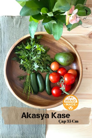 Asaf Atelier El Yapımı Akasya Ağacı Ahşap Kase 35 Cm X 9 Cm