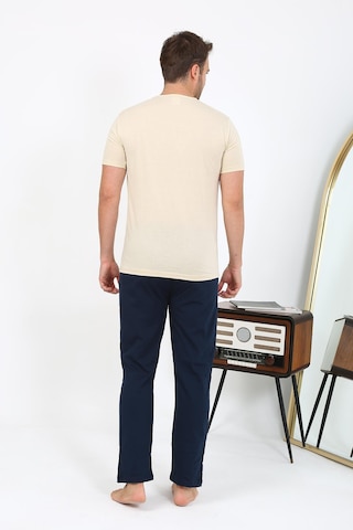 Akbeniz Erkek Kısa Kol Penye Pijama Takımı 6867 Krem Krem