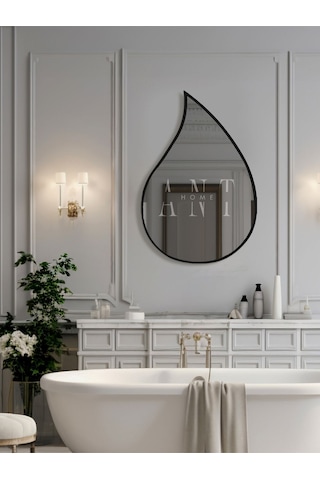 Asimetrik Ayna, Duvar Aynası, Konsol Aynası, Holl Aynası 75 X 50 Siyah