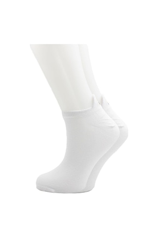 Kadın Beyaz Renkli Nakışlı Pamuklu Patik Çorap 4'lü Paket Beyaz