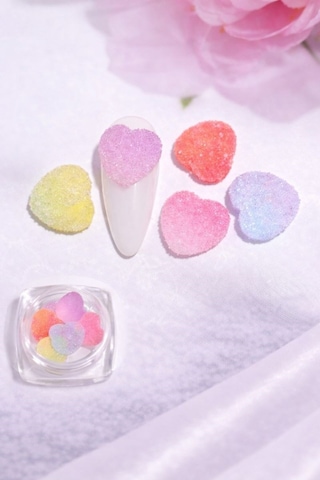 Candy Glow 3d Sugar Heart Nail Charm Pastel Mix No:09