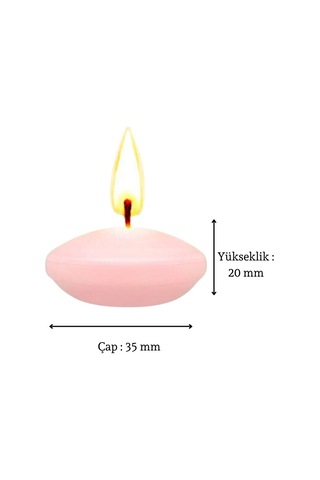 50'li Paket 3.5 Cm Açık Pembe Yüzen Mumlar Pembe
