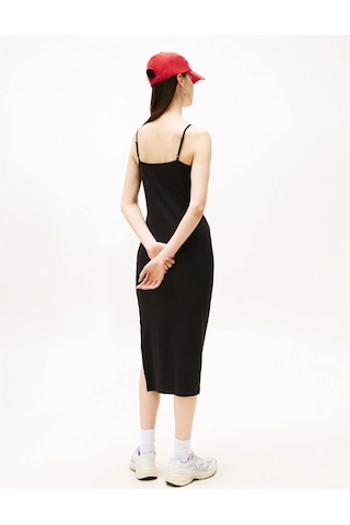 Tommy Hilfiger Tjw Strappy Badge Rıb Mıdı Dress-8722 Black