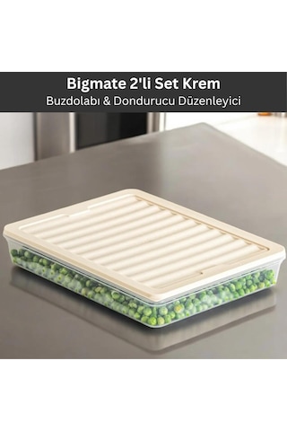 Bigmate 2'li Şeffaf Saklama Kabı 2x2,5 Lt Bgmt2225 Mikrodalga Buzdolabı Ve Dondurucu Uyumlu Düzenleyici Krem