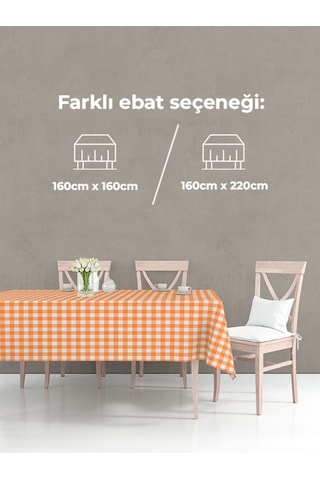 Kareli Masa Örtüsü Turuncu 160x220cm
