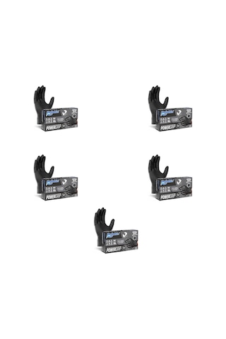 Dolphin Nitril Powergrip Ekstra Kalın Elmas Dokulu Eldiven Siyah Xl Büyük Boy - 50'li 5 Paket