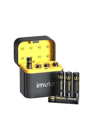 Imuto 1300 Mwh Aaa Lityum Şarjlı Pil Seti 8 Li + 8 Yuvalı Şarj Ünitesi