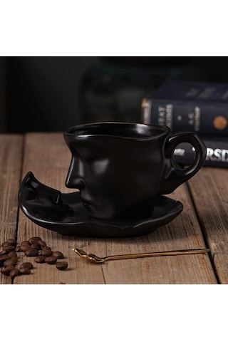 İskandinav Yüz Şekilli Fincan Takımı Kupa Kahve Fincan Takımı Hediyelik 1 Set 110 Ml Porselen Diğer