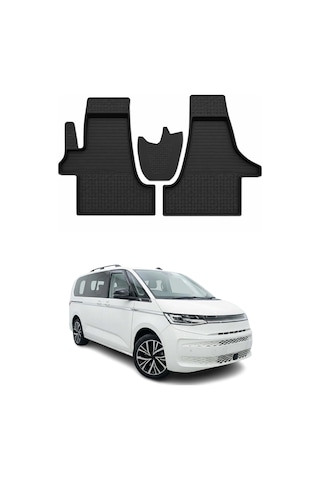 Volkswagen Transporter T7 2019-2026 Uyumlu 4d Havuzlu Paspas Kauçuk Siyah 3 Parça