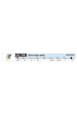 Hırdavatım 38 Lik Tablalı Şeffaf Teker 4 Adet